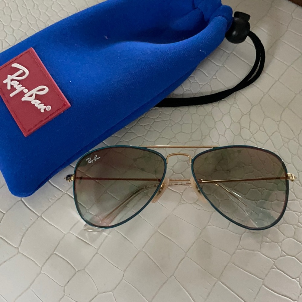 Ray-Ban Kids Gold Frame Sunglasses with Blue Accents